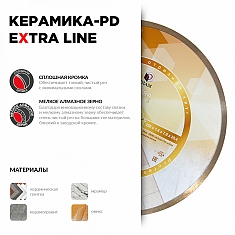 Характеристики и применение алмазного отрезного круга Diam Extra Line 1A1R Корона Керамика-PD 180 мм