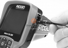 Подключение блока питания к цифровой инспекционной камере Ridgid micro CA-300